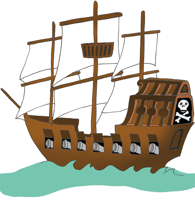 pirate ship with flag