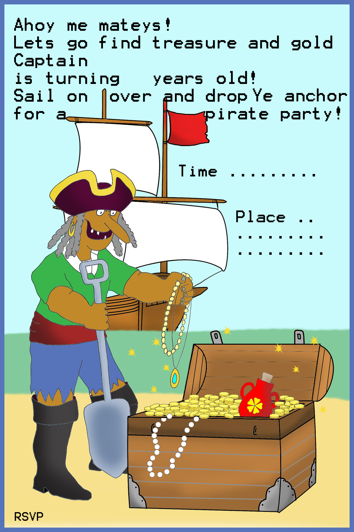 pirate themed birthday invitation