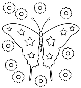 preschool coloring page with butterfly