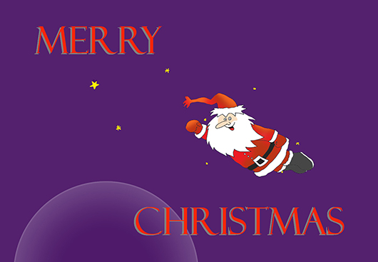Funny Christmas card Santa in space