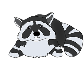 cartoon drawing of raccoon