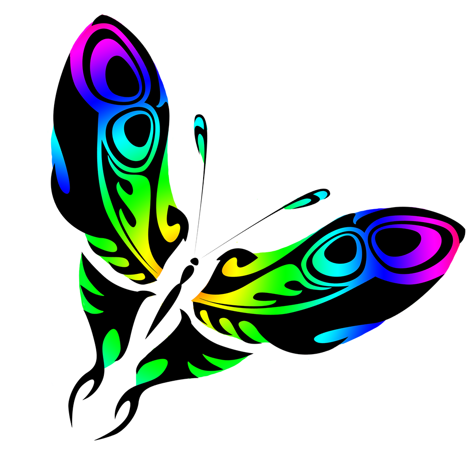 rainbow colored butterfly drawing