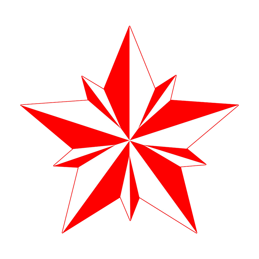Double faceted red star
