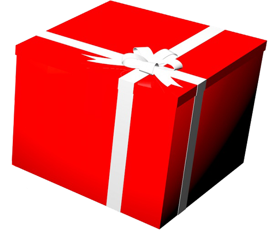 red gift box with white ribbon