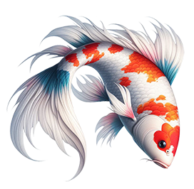red white blue Koi fish drawing clipart