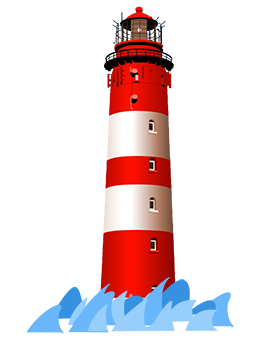 red white lighthouse with waves