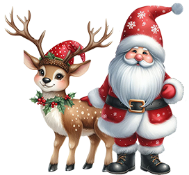 reindeer and gnome christmas clipart