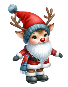 reindeer gnome for Christmas clipart