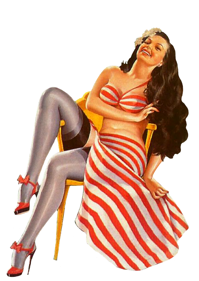 Sexy pin-up retro and vintage drawing women