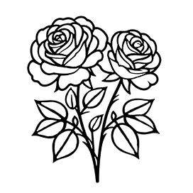 roses and leaves coloring sheet