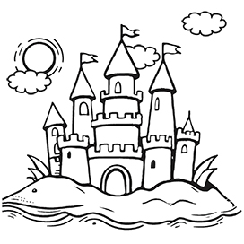 summer sandcastle coloring page