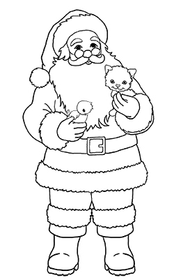 Santa Claus and animals for coloring