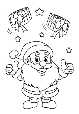 Santa Claus and presents coloring page