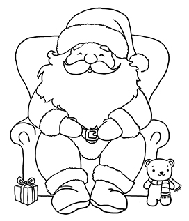 Santa Claus in armchair for coloring