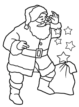 Santa looking at stars for coloring