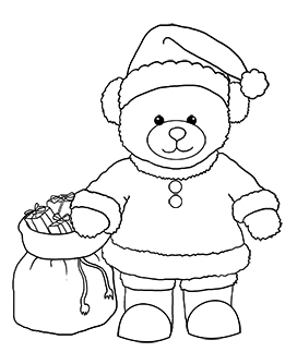 Santa teddy bear with sack of presents