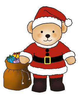 Santa Teddy bear with sack with presents