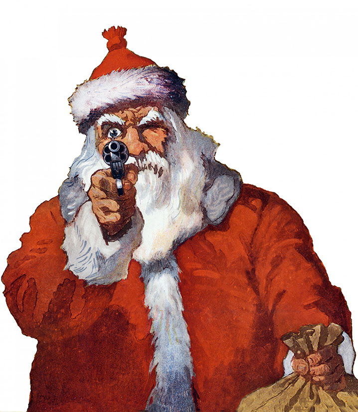 Santa pointing a gun