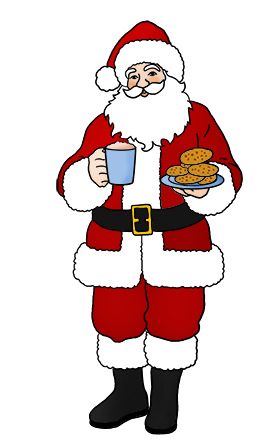 Santa clipart with cocoa and cookies