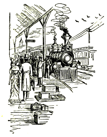 scene from Victorian train station