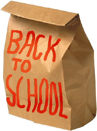 School lunch bag back to school text