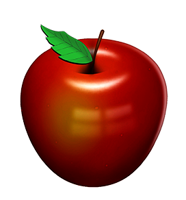 shining red apple drawing