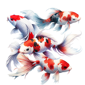 shoal of diffeent colored koi fish clipart