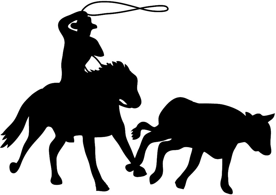 silhouette graphics cowboy and cow
