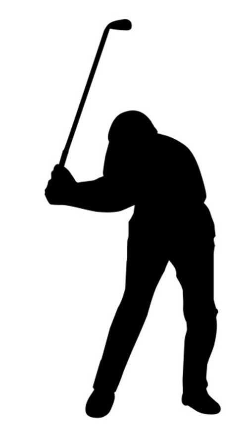 silhouette of golfplayer