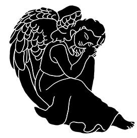 silhouette of resting angel