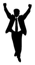 man in triumph silhouette black white