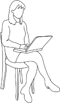 female silhouette with computer