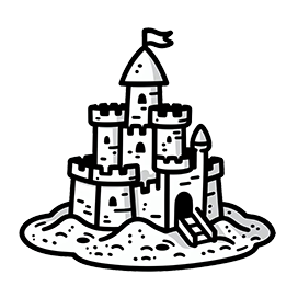 simple sandcastle drawing 