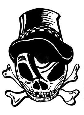 skull and cross bones with hat