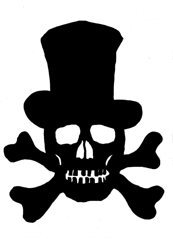 skull silhouette with top hat.