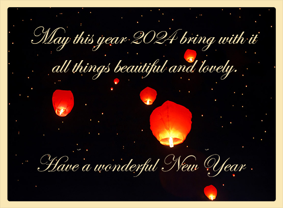 Sky lanterns New Year greeting