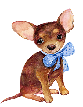 small dog clip art blue bow