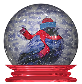 snow globe with winter bird