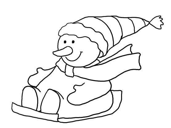 snowman on sleigh coloring page