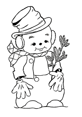 Vintage snowman coloring page