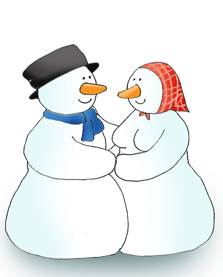 clip art of snowman couple