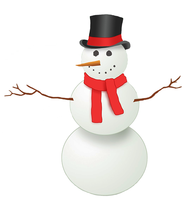 snowman with top hat and red scarf
