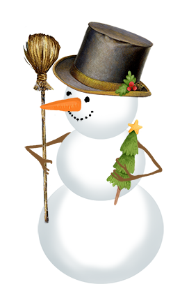 snowman clipart with top hat