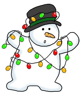 snowman clipart with Christmas lights