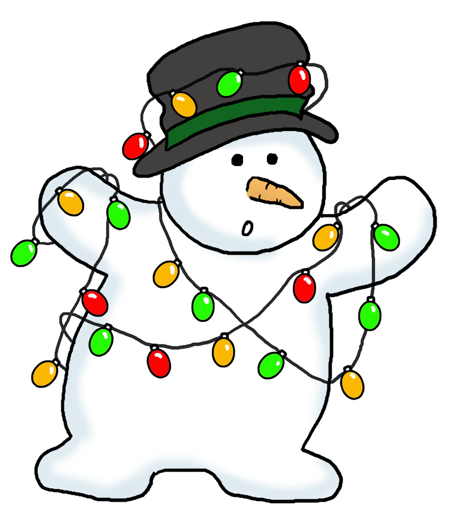 snowman clipart with christmas lights