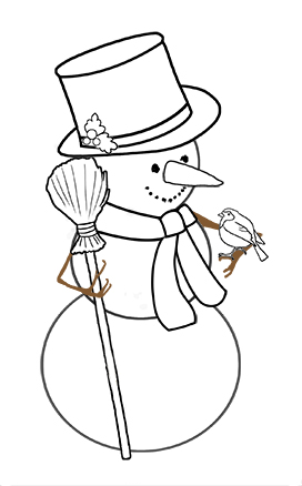 coloring sheet snowman robin