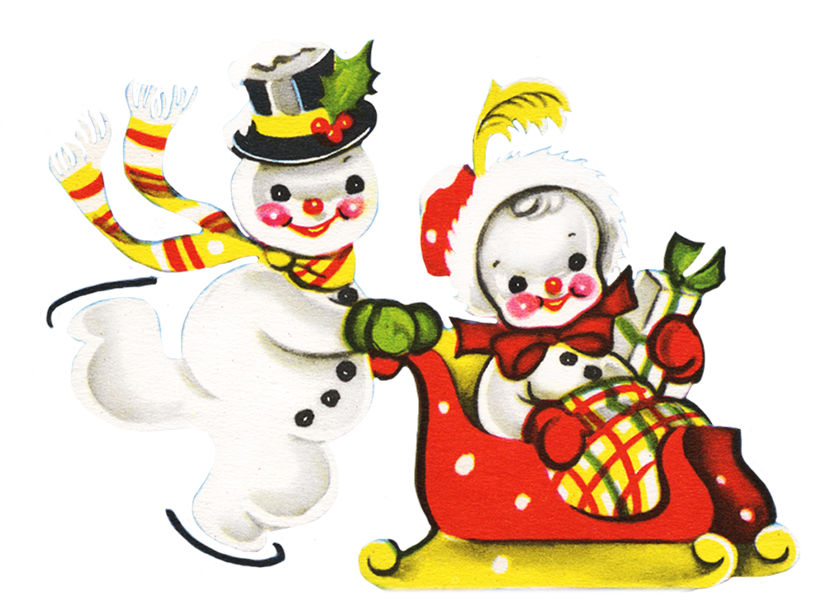 Two snowmen at Christmas