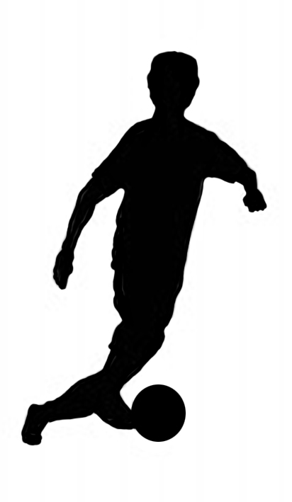 soccer player with ball black silhouette clipart