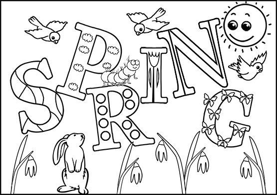 coloring page for spring letters animals