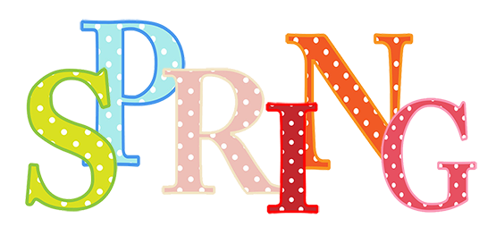 spring spelled with colorful letters